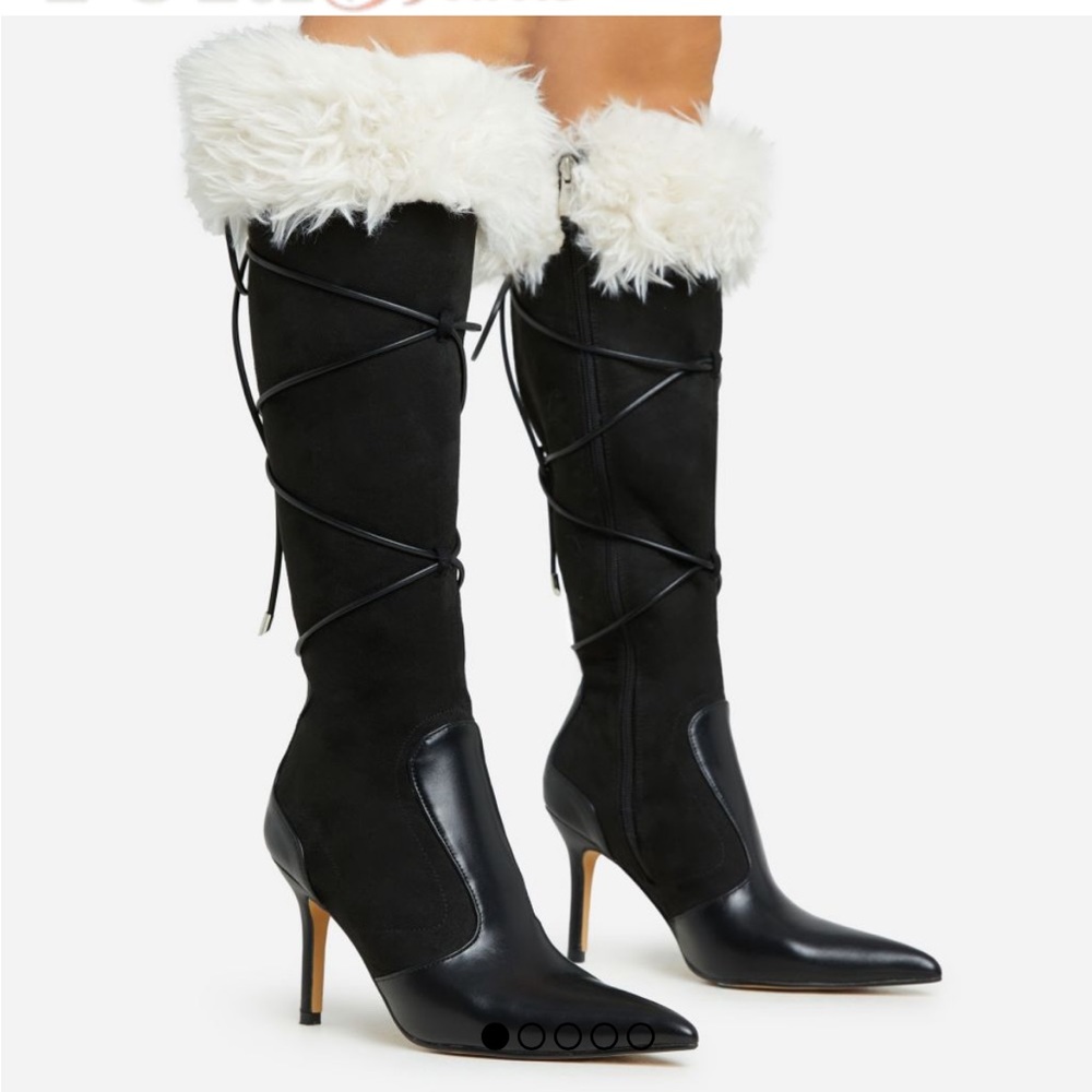 EGO Shoes Faux Fur Trim Stiletto Boot